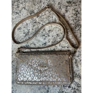 Lodis Gold & Silver Leopard Print Wallet Crossbody w/ Detachable Strap